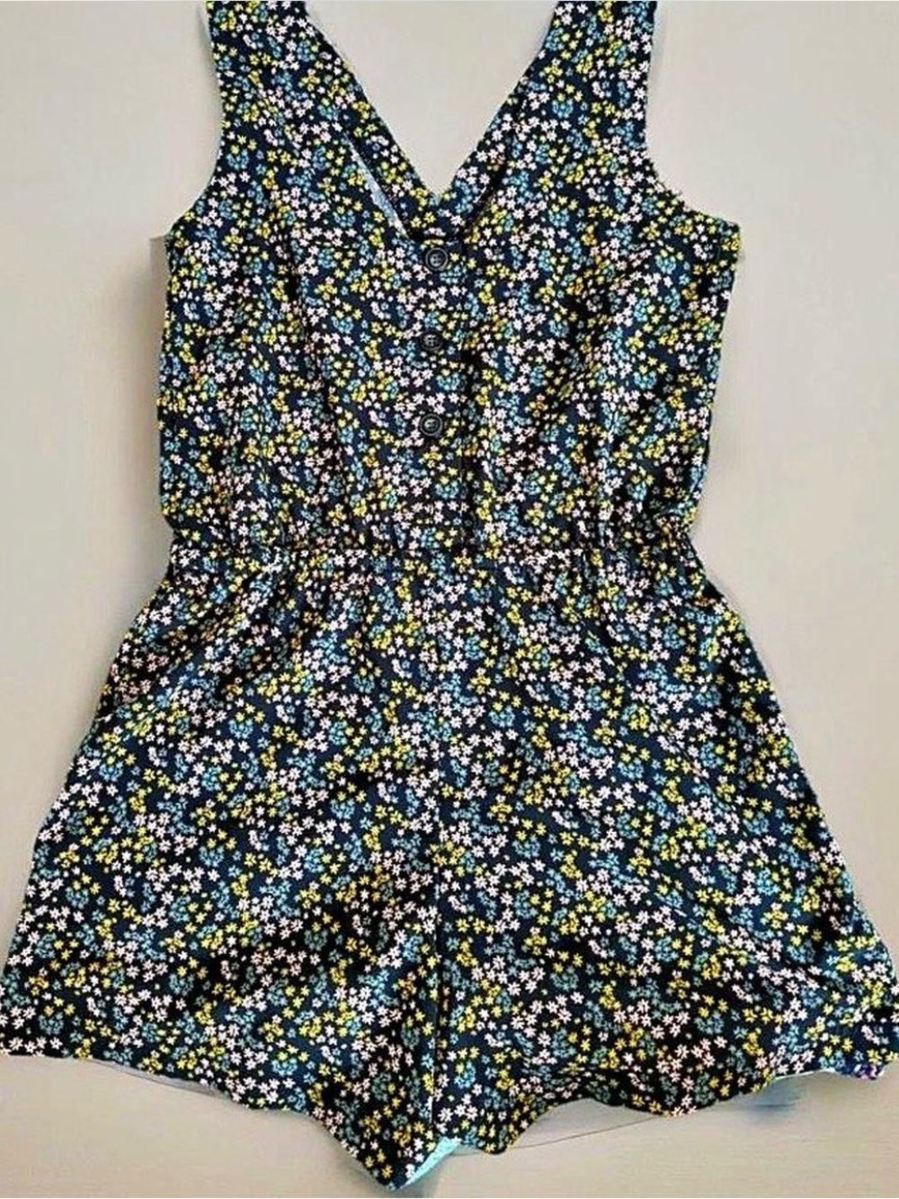 Toad&Co Sunkissed Liv XS Black Green Star Ditzy Print Romper